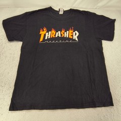 Thrasher Magazine Crew Neck Graphic T Shirt Mens Size Large L Black Yellow White