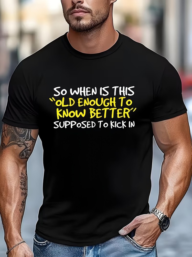 Men T-Shirt Men’s Outdoor Sports T-Shirt, Men’s Funny Satirical Quotes T-Shirt▧