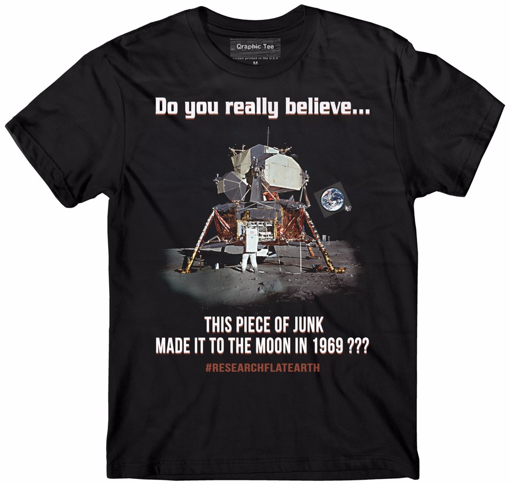 Flat Earth t-shirt, Lunar Lander t-shirt, Earth is flat, NASA Conspiracy, Lies
