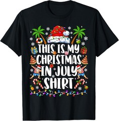 Christmas in July Shirt Santa Hat Summer Beach Vacation Xmas T-Shirt