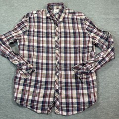 Murano Shirt Men L Plaid Multicolor Linen Button Front Baird McNutt Casual