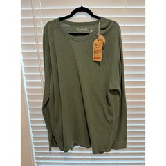 Faherty Men XXL LS Cloud Waffle Crew Pima Cotton Modal Raglan Green DFH-DEEP