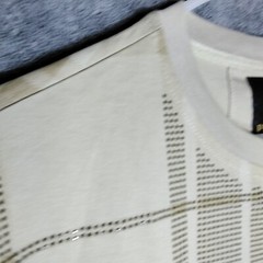 Platini Black Label Shirt Mens Size XL Beige Geometric Beaded Short Sleeve