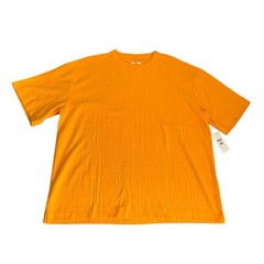 Mode of One Men’s Small Textured T-Shirt Short-Sleeve Relaxed-Fit Crinkle Orange