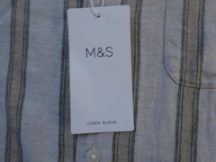 M&S MARKS & SPENCER ECRU MIX LINEN BLEND SHORT SLEEVE SHIRT SIZE L 41-43in CHEST