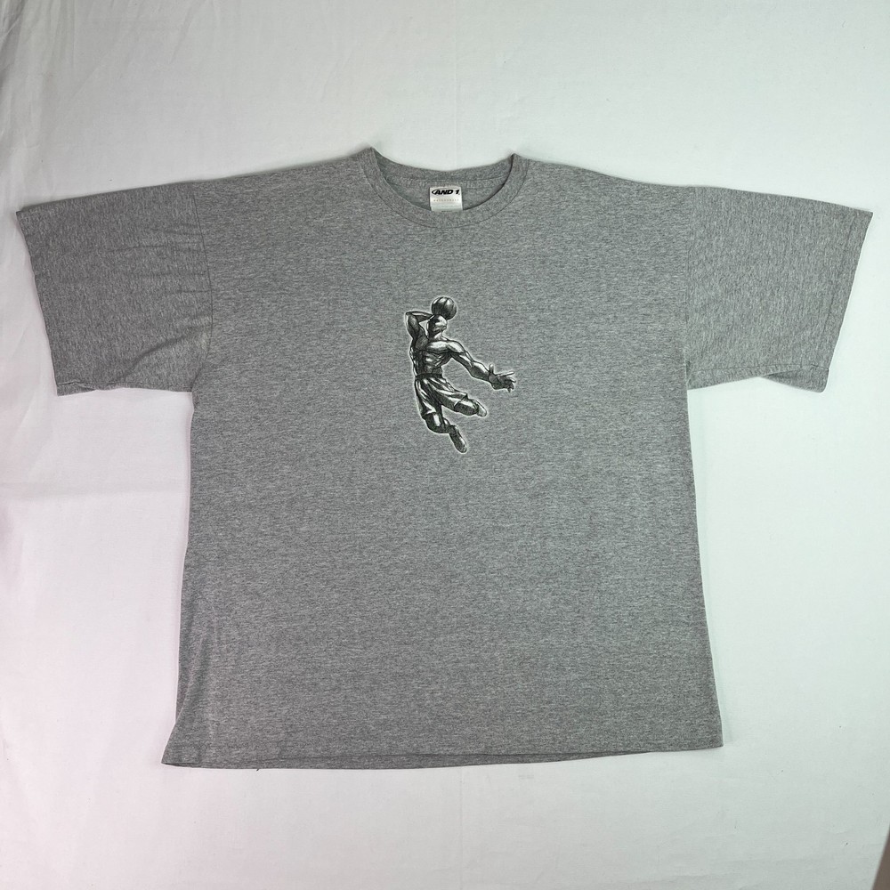 AND1 Basketball Men XL Gray Graphic Tee Athletic Sports Streetwear