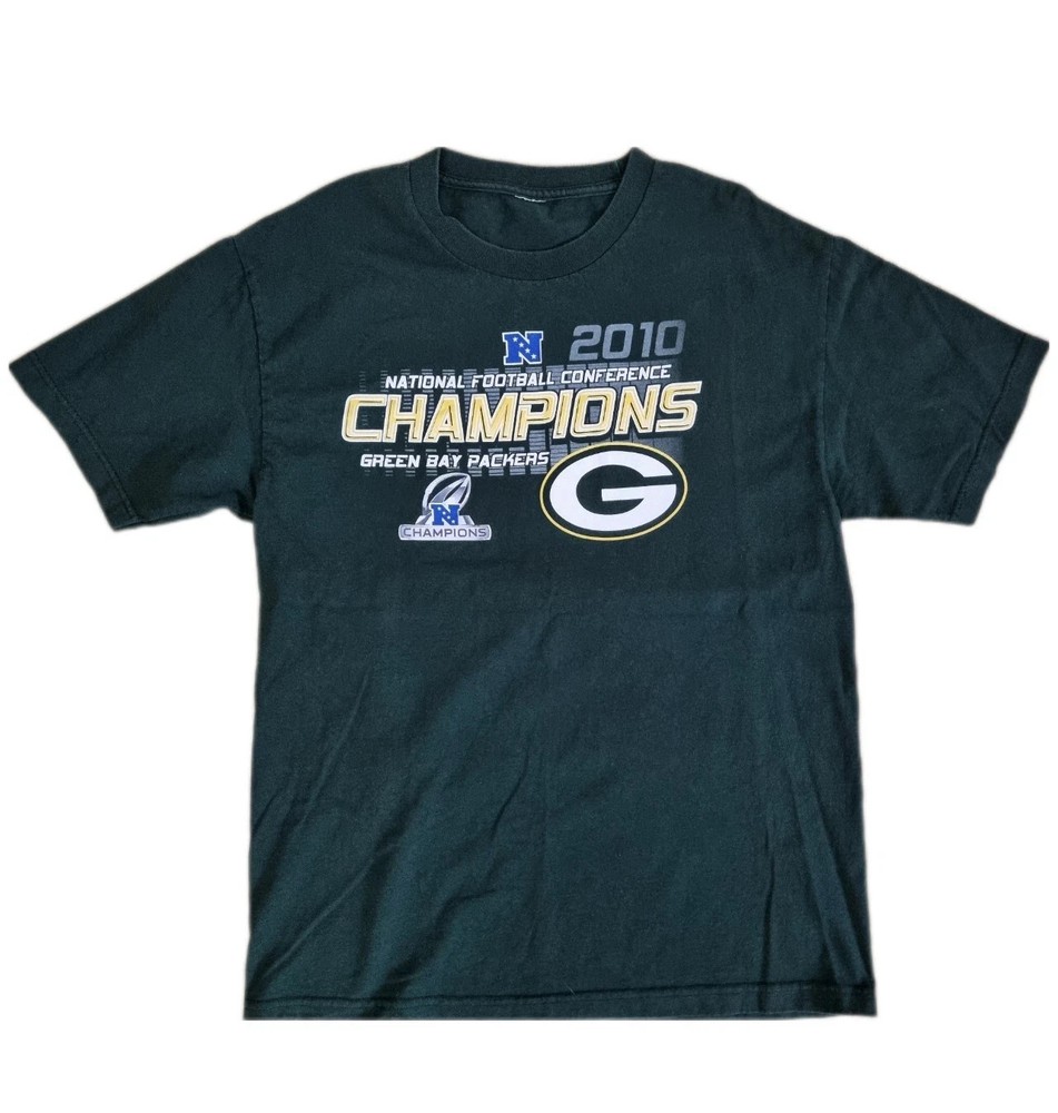 Vintage USA National Football Conference 2010 Champions Green Bay T Shirt Top