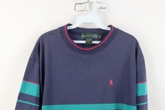 Vintage 90s Streetwear Mens Large Distressed Striped Color Block Knit T-Shirt