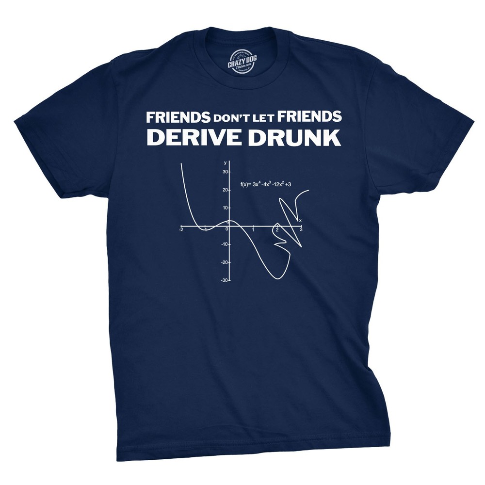 Don’t Drink and Derive T Shirt Funny Math Teacher Hilarious Drinking Graph Tee
