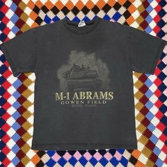 Vintage 90s M1 M-1 Abrams Tank M1A1 Gowen Field Distressed Faded T-Shirt Sz L