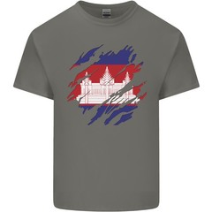 Torn Cambodia Flag Cambodian Day Football Mens Light Cotton T-Shirt