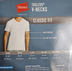 Men’s V Neck T Shirts S 34-36 Hanes Premium Classic Fit 5 Pk Ring-Spun Cotton