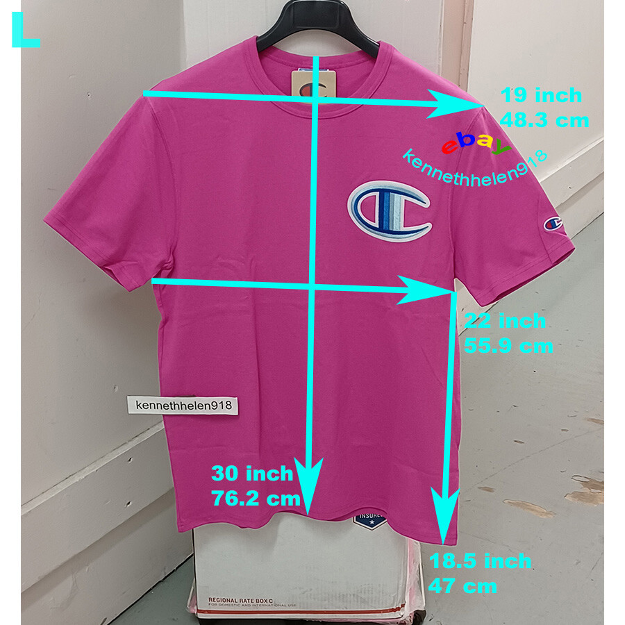 CHAMPION LIFE FLOSS STITCH C LOGO HERITAGE TEE SHIRT PEONY PINK MENS SIZE LARGE