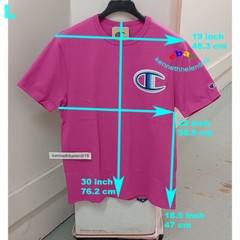 CHAMPION LIFE FLOSS STITCH C LOGO HERITAGE TEE SHIRT PEONY PINK MENS SIZE LARGE