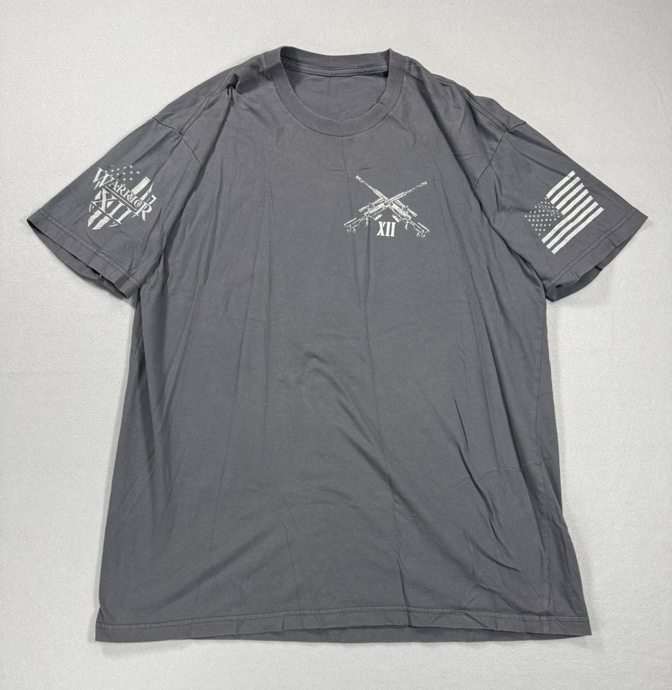Warrior 12 Men’s 2XL Gray Cotton Graphic Print Crew Neck Short Sleeve Tee