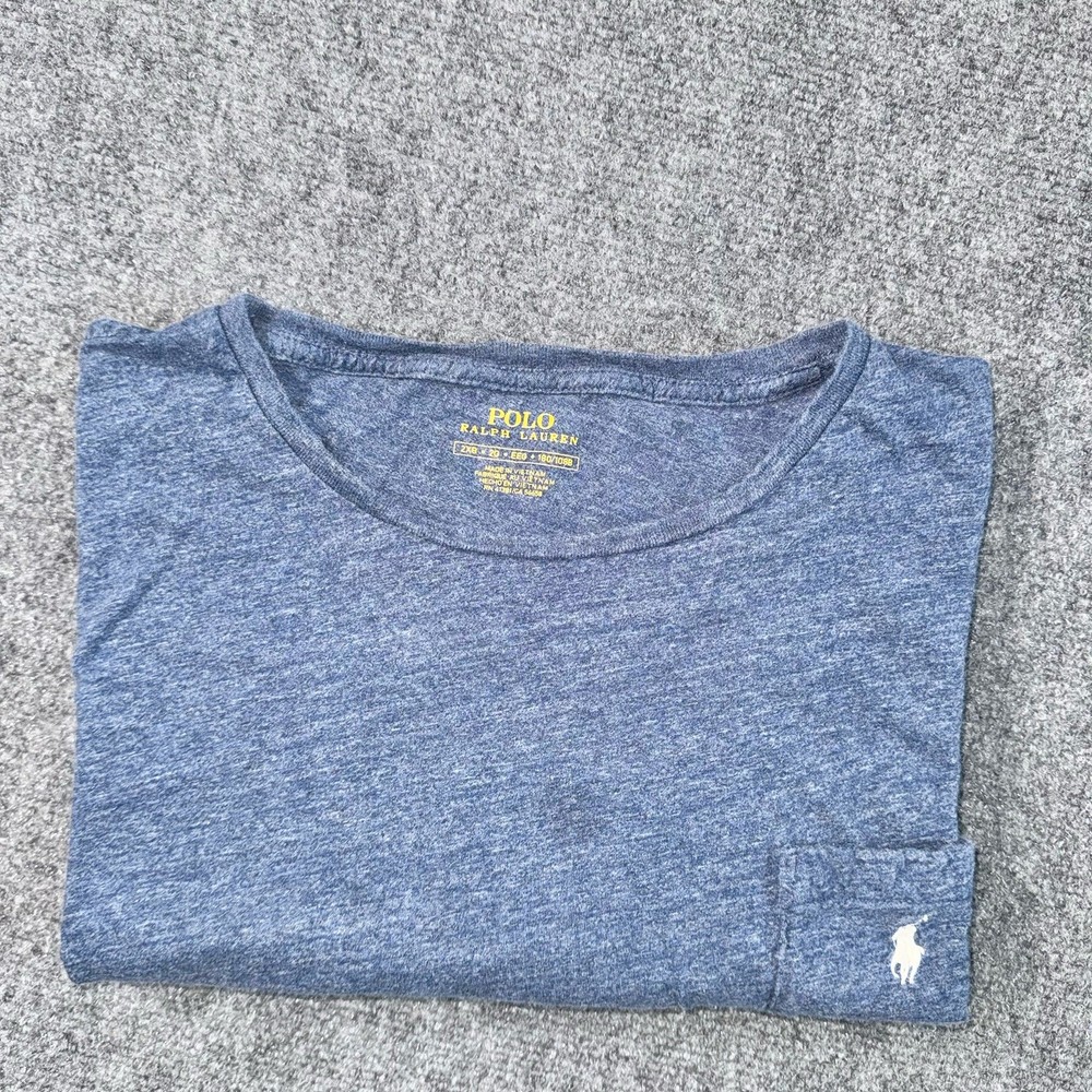 Polo Ralph Lauren Shirt Mens 2XB Big Blue Short Sleeve Crew Neck Pocket Tagless