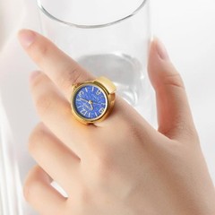 6Pcs Unisex Creative Finger Watch Round Dial Shiny Adjustable Strap Analog Qu…