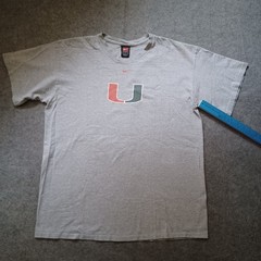 Vtg Nike University Of Miami T Shirt Mens L Gray Graphic Football Short Sleeve