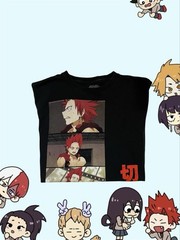 Unisex My hero academia Kirishima red riot panel graphic anime Short Sleeve tee