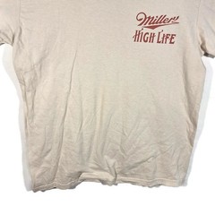 Miller High Life Beer Graphic Tshirt Mens L Short Sleeve Crew Neck Beige Cotton