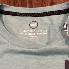 Vineyard Vines Men’s LS Graphic Tee Waves Dunes Color Aqua Ocean Heather Size L
