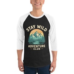 Stay Wild Adventure Club Raglan Shirt Hiking Camping Nature Baseball Tee S-2XL