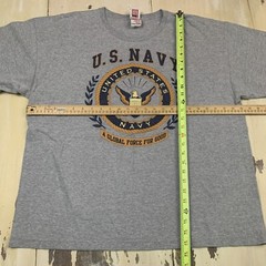 US NAVY – Vtg Gray Global Force For Good Block Letter USN T-shirt, Mens 2XL