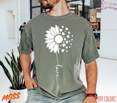 Unisex Sunflower Heart Love T shirt Men T shirt Women valanity day Romantic
