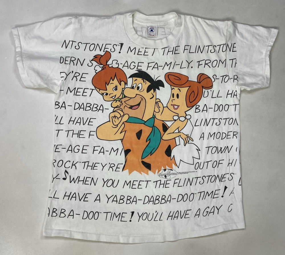 VINTAGE The Flistones All Over Print 1994 T-shirt Men Large 90s Single Stitch