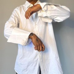 White Prada cotton long leeve French cuff shirt size 44 / 17 fits like L/XL mens