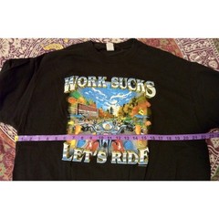 Hot Leathers Unisex Biker T-Shirt Work Sucks Lets Ride Graphic Motorcycle SZ XL