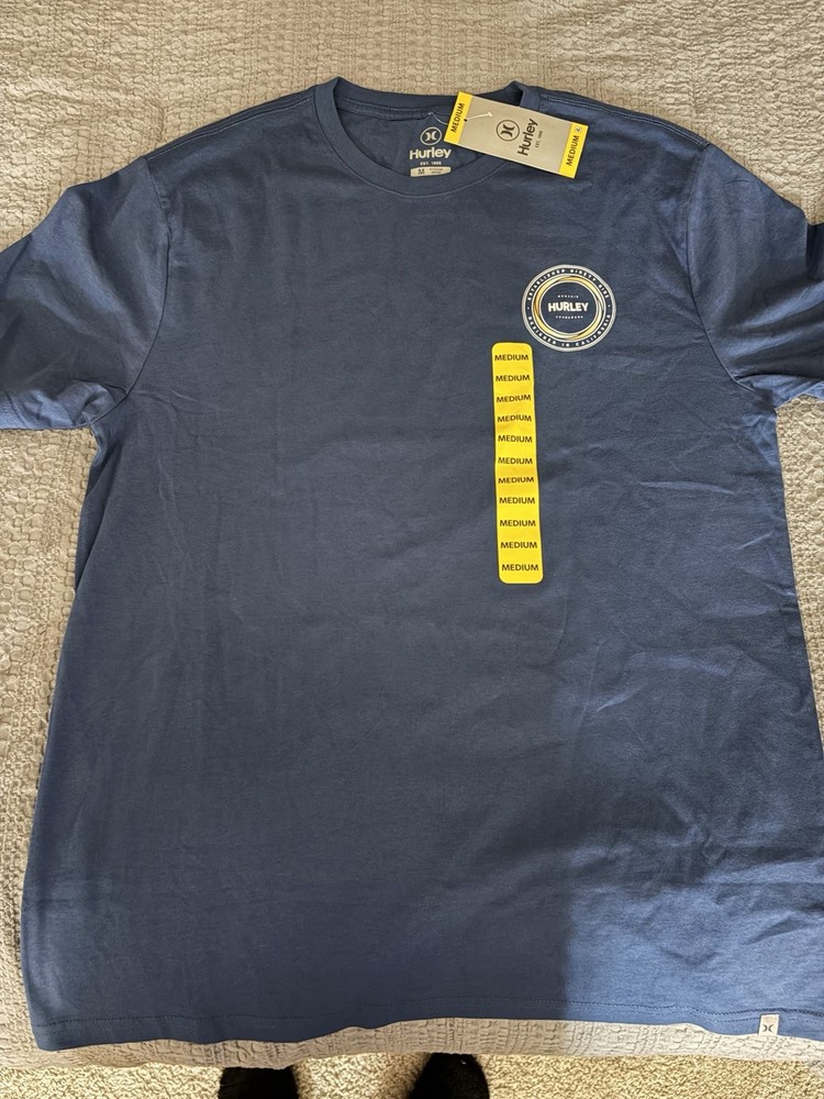 Hurley NWT Men’s Blue Graphic Logo Crew Neck Short Sleeve Cotton Knit T-Shirt M