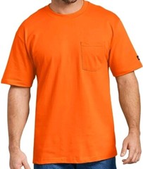 Genuine Dickies Men’s 4XL Longer Length Pocket Tee ORANGE High Viz T-Shirt 21421