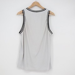 SHEIN Mens Grey Ribbed Tank Top Contrast Trim Graphic Patch Size M 10388