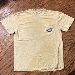 Comfort Colors Mens M Beige Pocket Graphic Bear Golf Cart T-Shirt Cotton