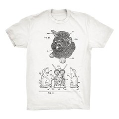 Furby Patent T-Shirt.100% Cotton Furby tshirt Comfy on Black White or Gray. NEW