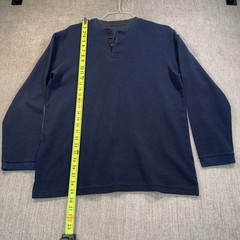 Marc Edwards Mens Navy Blue Henley Neck Thermal Shirt Long Sleeve Size M