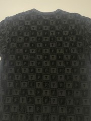 Teddy Fresh Terry Jacquard Men T-Shirt Black Crew Neck Short Sleeve H3 Pod Sz M
