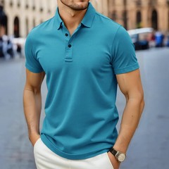 New Men’s Business Casual Short Sleeved Shirt Solid Color Polo Shirt Fashionable