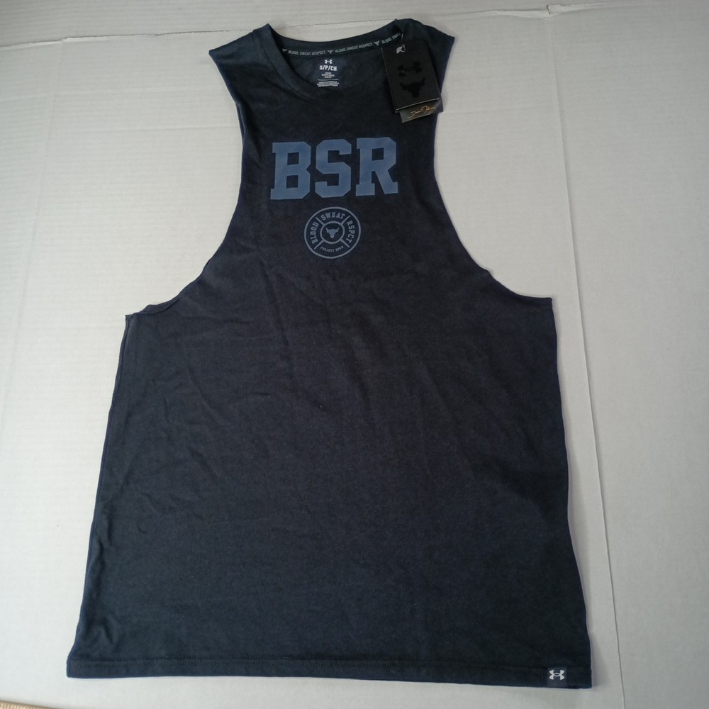 NEW Under Armour Project Rock Blood Sweat Respect Tank Mens Size S Black 1389900