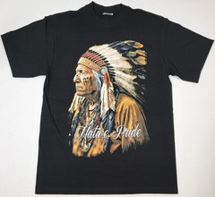 NATIVE PRIDE T-shirt American Indian Warrior Chief Men’s Tee Black New