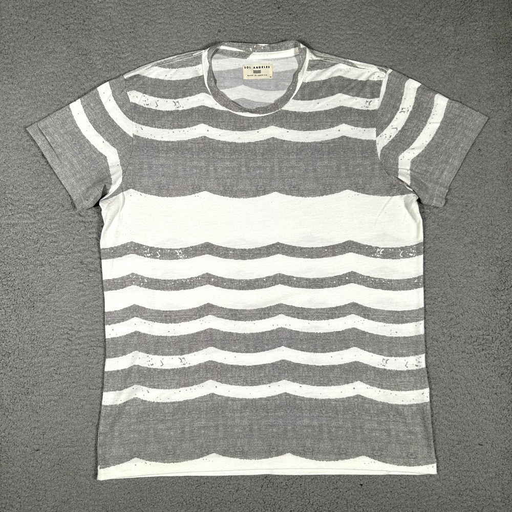 Sol Angeles Shirt Mens XL White Striped Casual Preppy Stretch Adult Made in USA