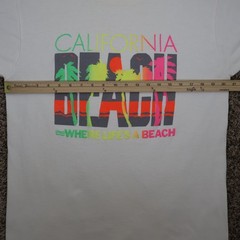Vintage 90s California Beach Where Life’s a Beach Shirt Neon Large 20.5×28.5