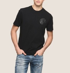 ARMANI EXCHANGE MENS 3ZZTFK ZJH4Z SHORT SLEEVE LOGO T-SHIRT BLACK WHITE
