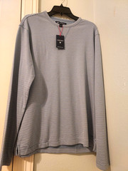Men DANIEL Cremieux Pullover Crew Neck Blue Stripe Denim Large-New.