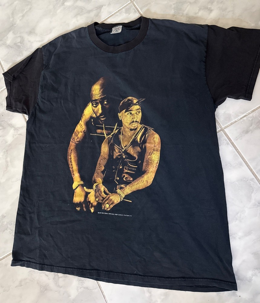 Vintage 90s 1997 Tupac 2Pac T-Shirt Rap Tee Mens XL Black Stop The Violence