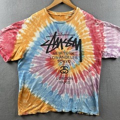 Vintage Stussy Shirt Mens XL Tie Dye Distressed Y2K Surf World Tour City Tee