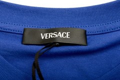 Versace Men’s Blue Logo Print Crewneck Short Sleeve T-Shirt US 2XL IT 56