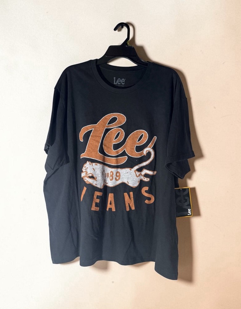 Lee Jeans Men’s Black Graphic Logo Crew Neck Short Sleeve T-Shirt Size XL