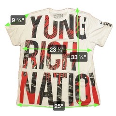 YRN Men’s T-Shirt Size 2XL Yung Rich Nation Migos Hip Hop Red White Black